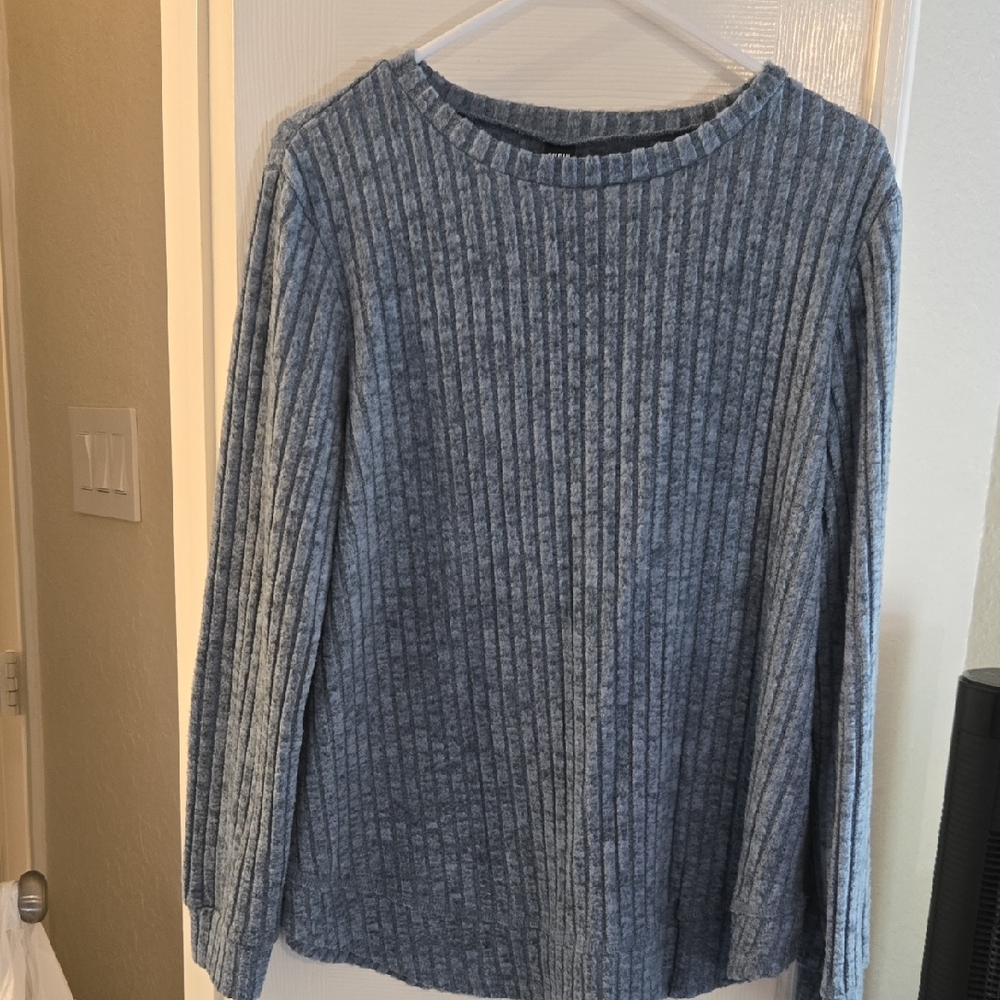 SHEIN Gray Ribbed Knit Top